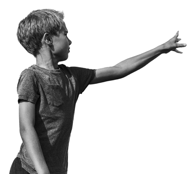 Illustration of a boy throwing a paper airplane
